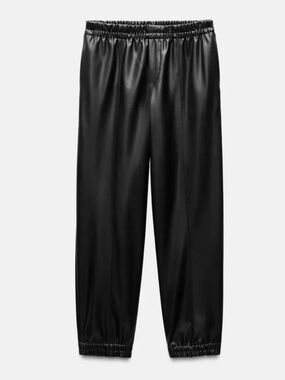 Zara Black Faux Leather Jogger Pants